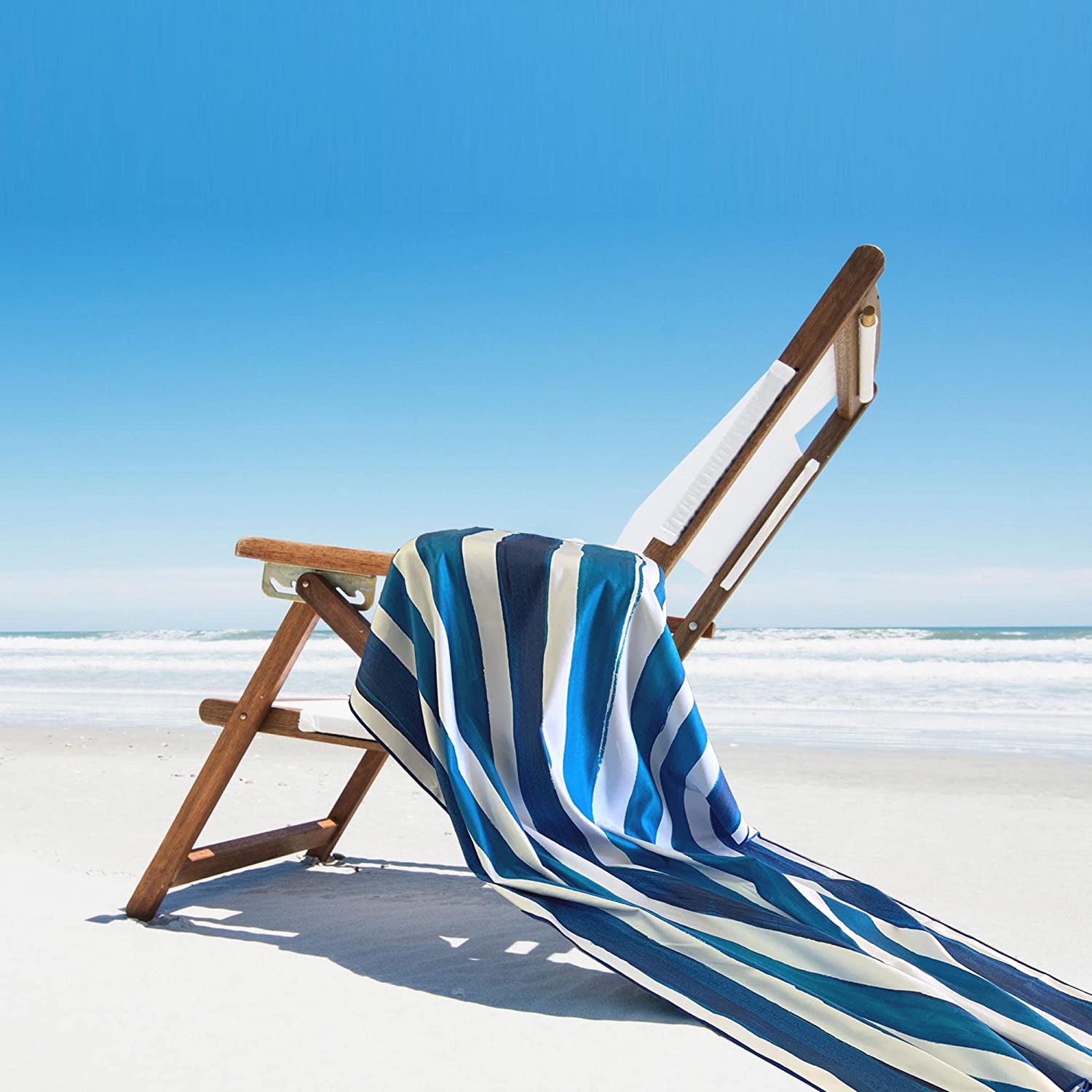 Ocean Blue Striped Beach Towel
