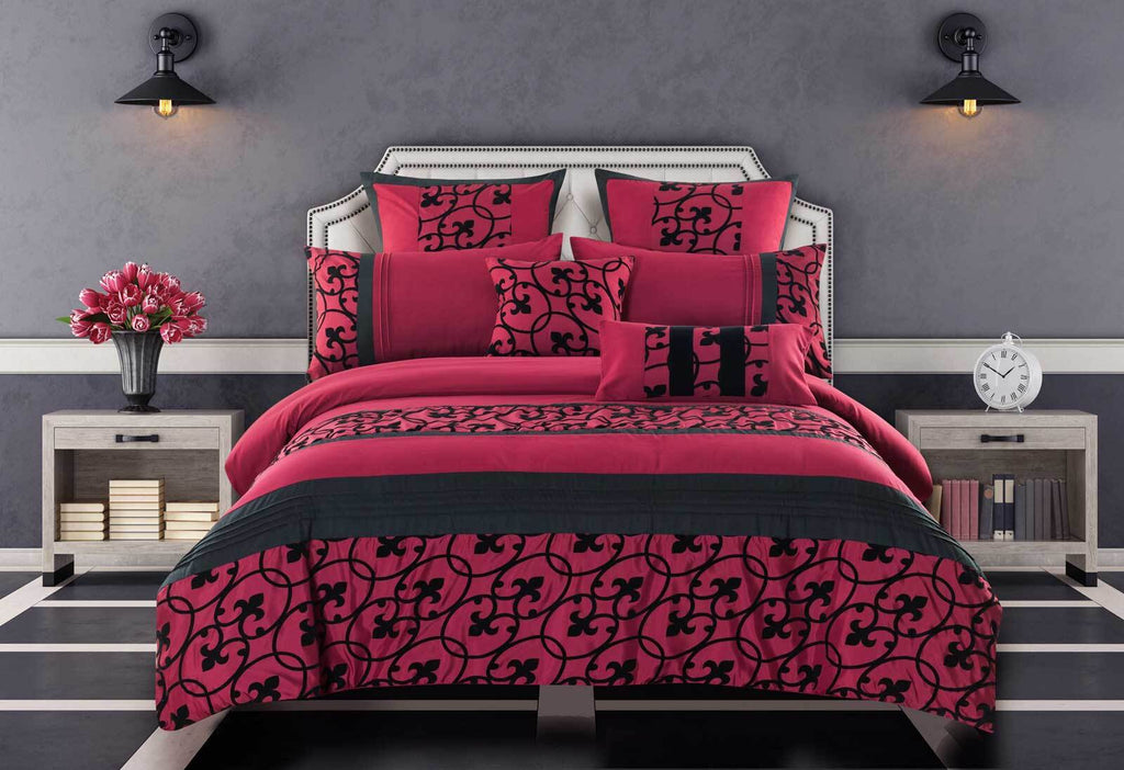 Luxton Afton Red and Black Quilt Cover Set in Super King / Queen / King Size