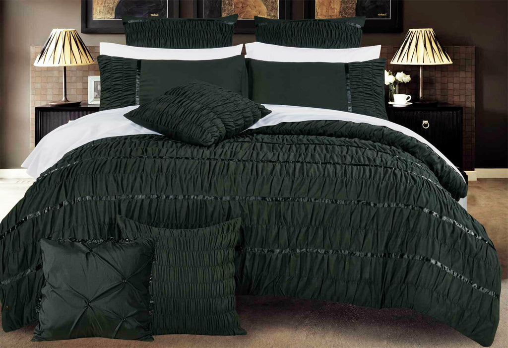 Palazzolo Black King / Queen Duvet Cover Set with optional European pillowcase