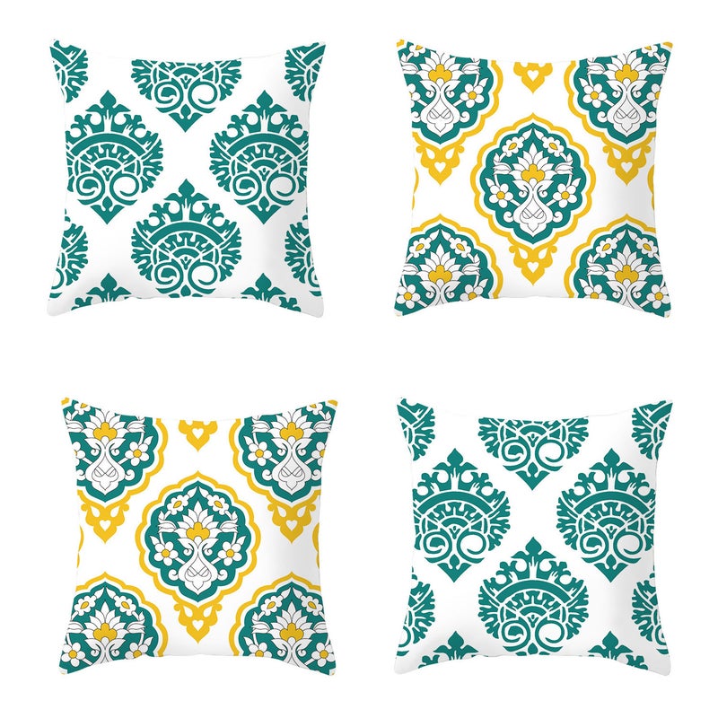 Luxton Home Decorative Yellow Green Teal Cushion Covers Set