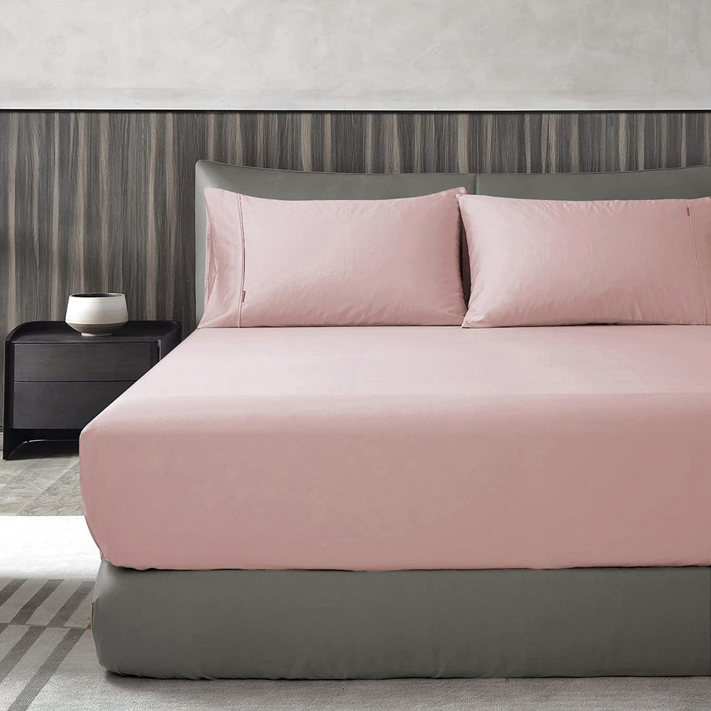1000TC Egyptian Cotton Pink Fitted Sheet Set