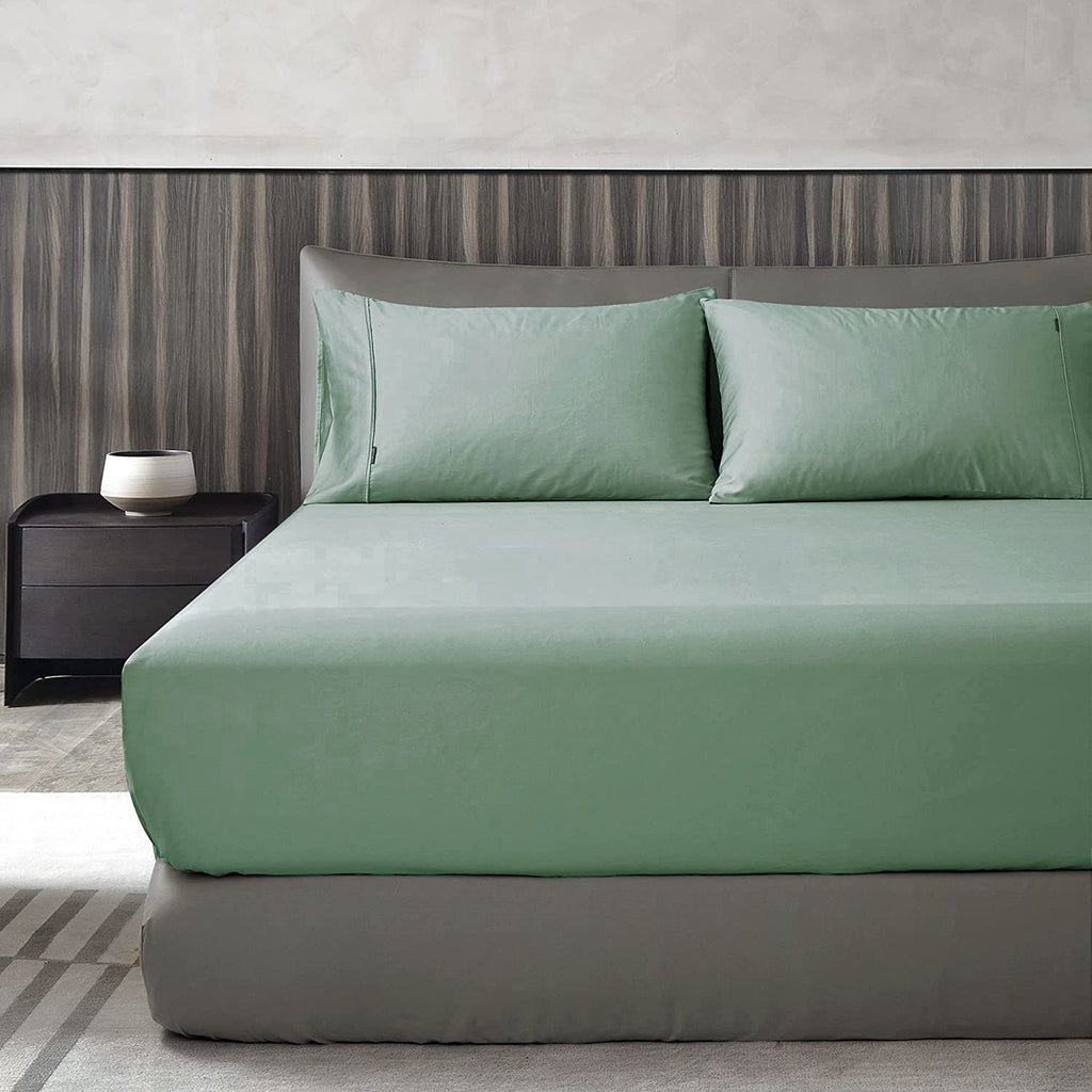 1000TC Egyptian Cotton Sage Green Fitted Sheet Set