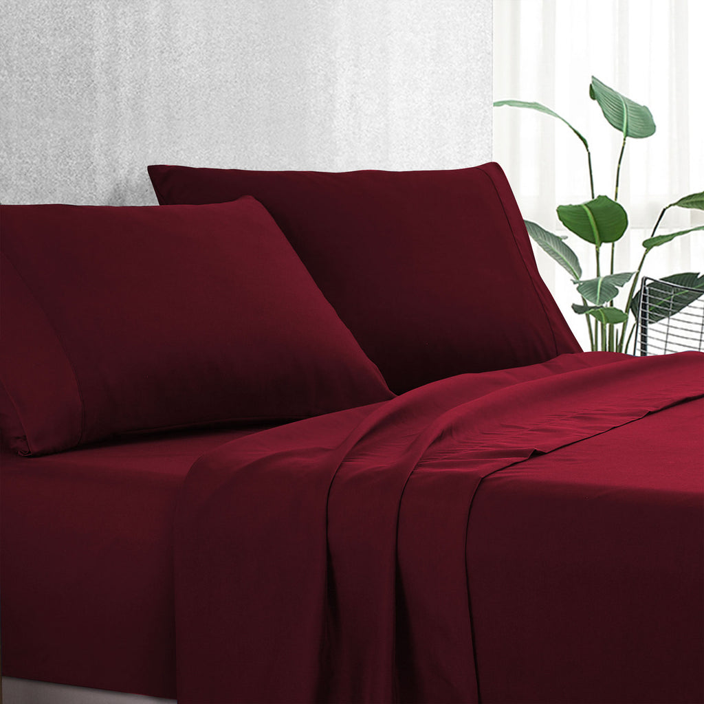 Pure Soft Plain Burgundy Bed Sheet Set