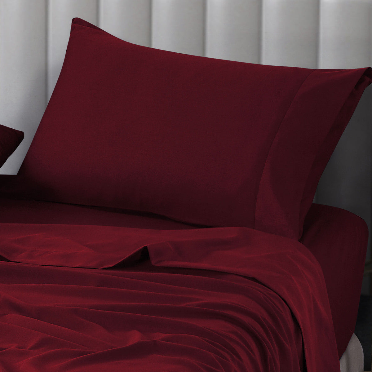 Pure Soft Plain Burgundy Bed Sheet Set