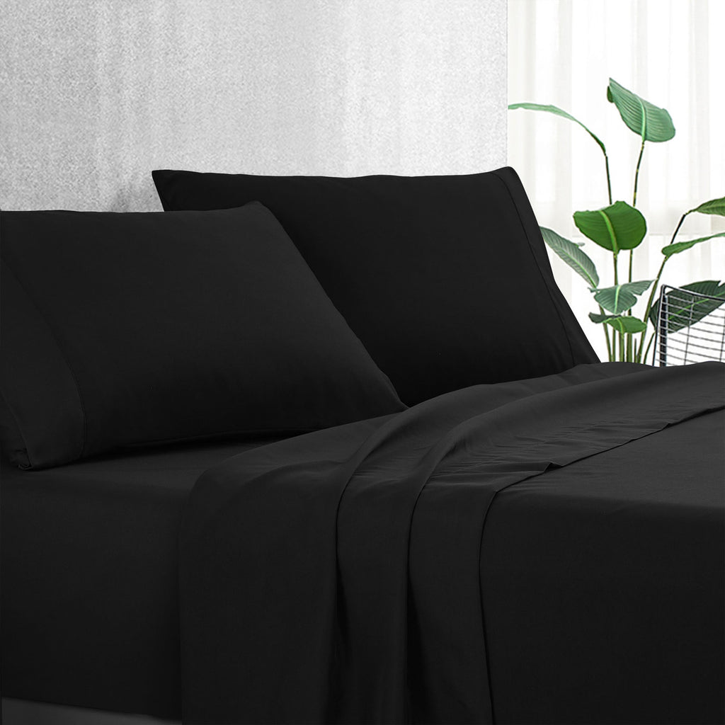 Pure Soft Plain Black Bed Sheet Set