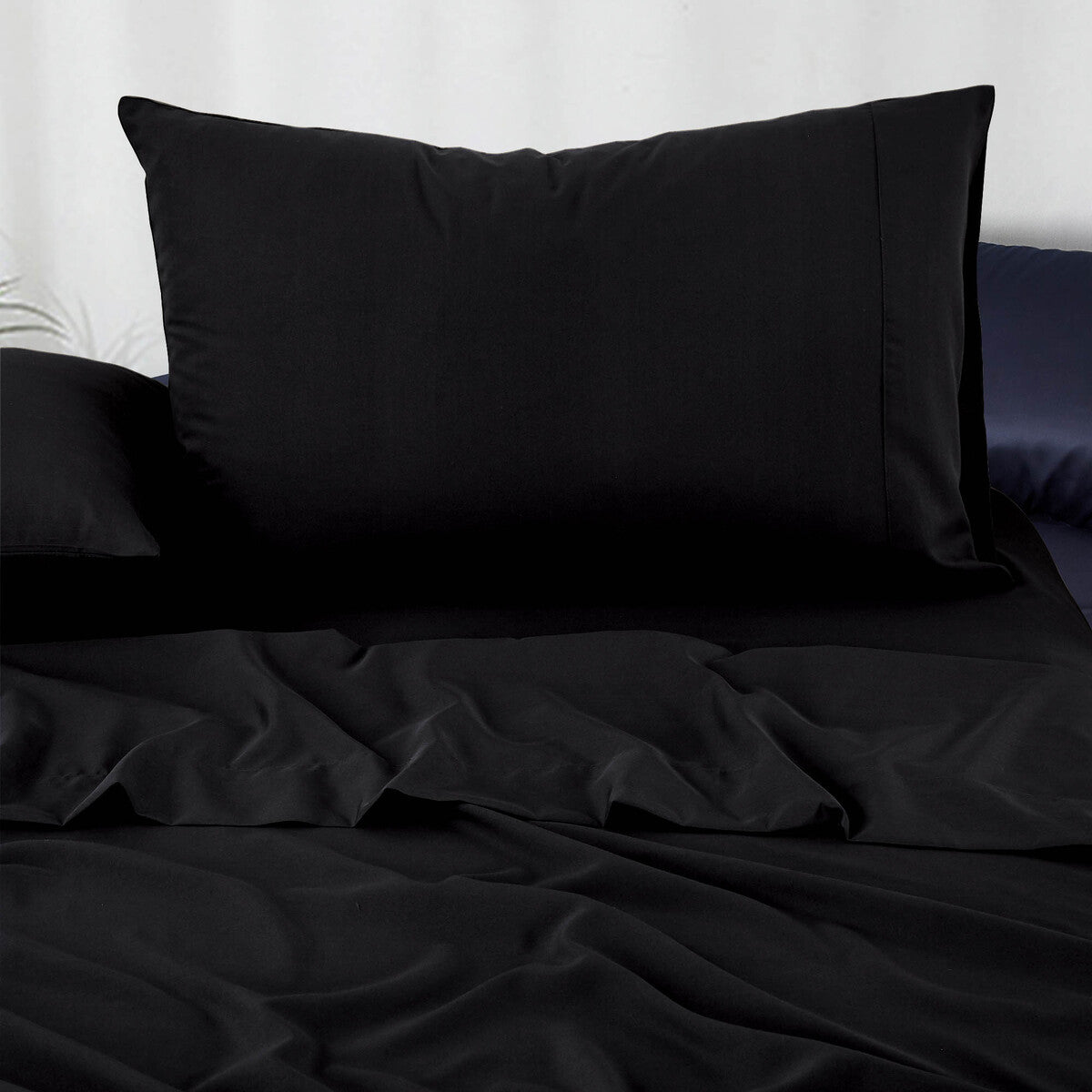 Pure Soft Plain Black Bed Sheet Set