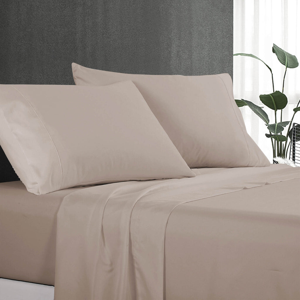 Pure Soft Plain Linen / Taupe Bed Sheet Set