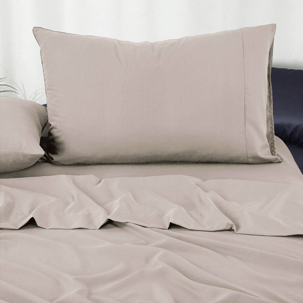 Pure Soft Plain Linen / Taupe Bed Sheet Set