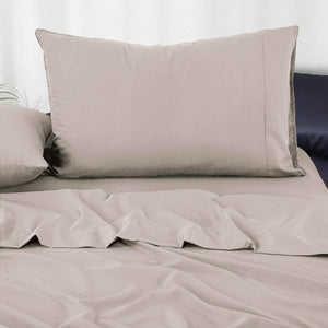 Pure Soft Plain Linen / Taupe Bed Sheet Set
