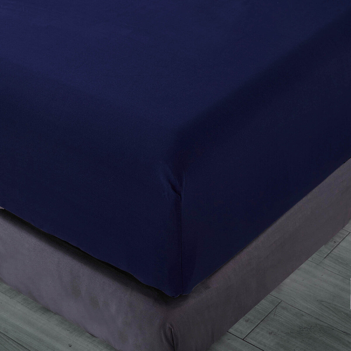 Pure Soft Plain Navy Blue Bed Sheet Set
