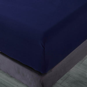 Pure Soft Plain Navy Blue Bed Sheet Set