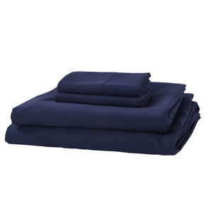 Pure Soft Plain Navy Blue Bed Sheet Set
