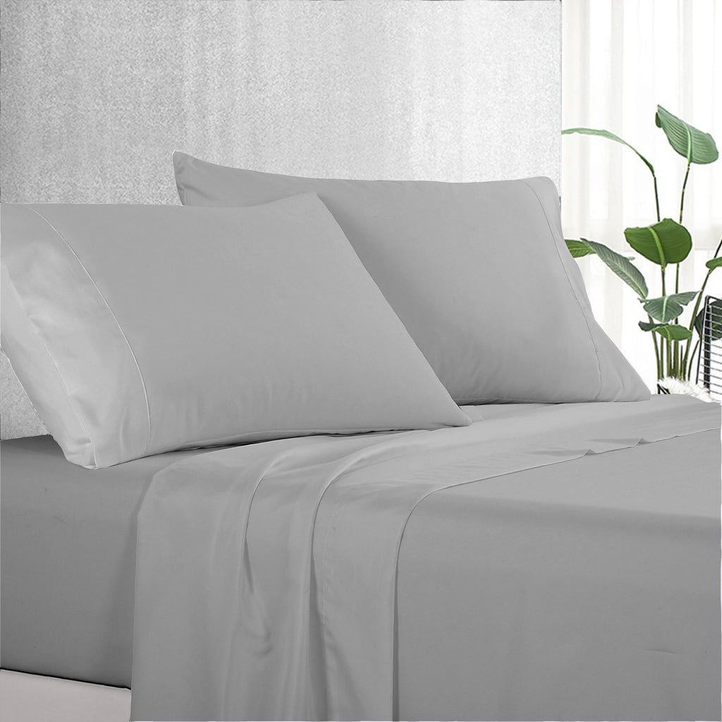 Pure Soft Plain Pewter Bed Sheet Set