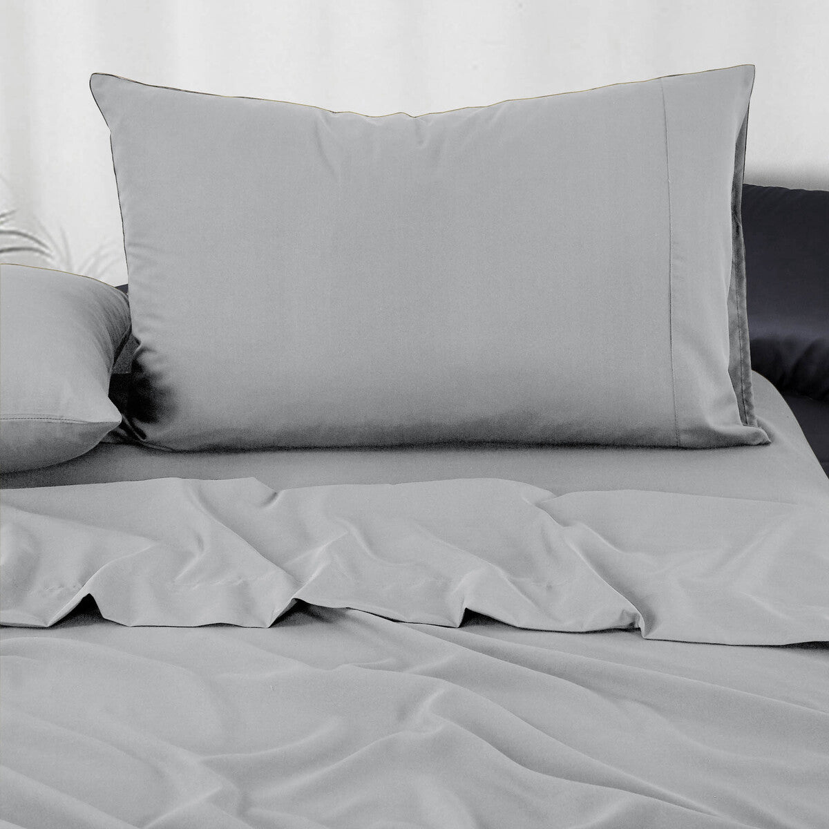Pure Soft Plain Pewter Bed Sheet Set