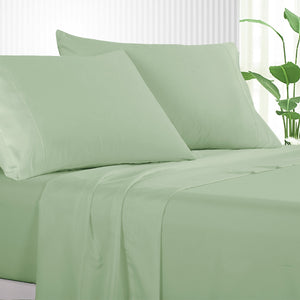 Pure Soft Plain Sage Green Bed Sheet Set