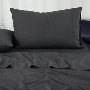 Pure Soft Plain Slate Dark Grey Bed Sheet Set