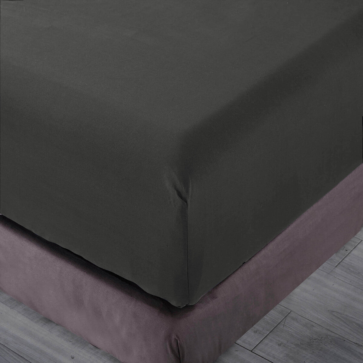 Pure Soft Plain Slate Dark Grey Bed Sheet Set