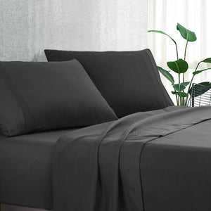Pure Soft Plain Slate Dark Grey Bed Sheet Set
