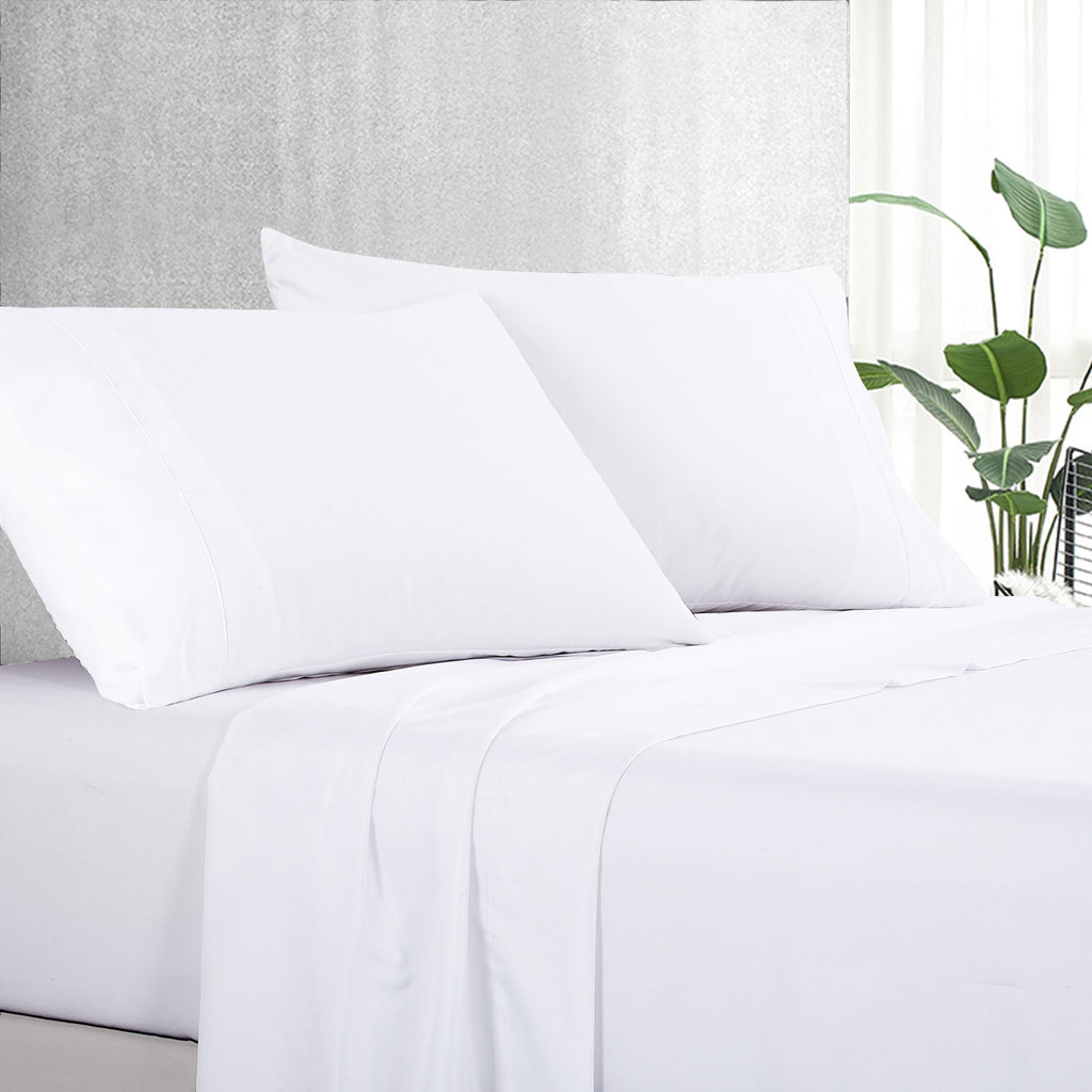 Pure Soft Plain White Bed Sheet Set