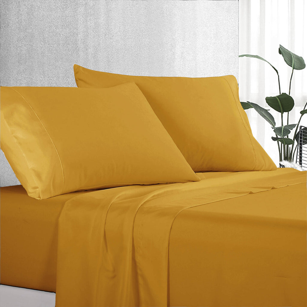 Pure Soft Plain Yellow Bed Sheet Set