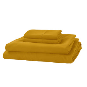 Pure Soft Plain Yellow Bed Sheet Set