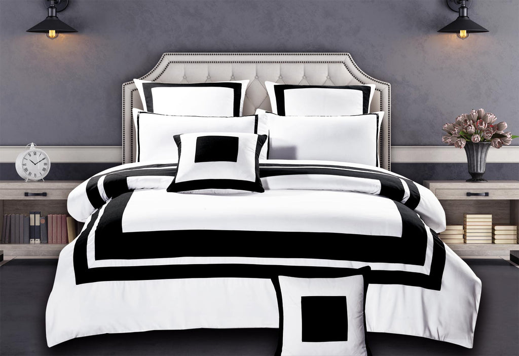 Abel Quilt Cover Set Black and White Doona Cover Set