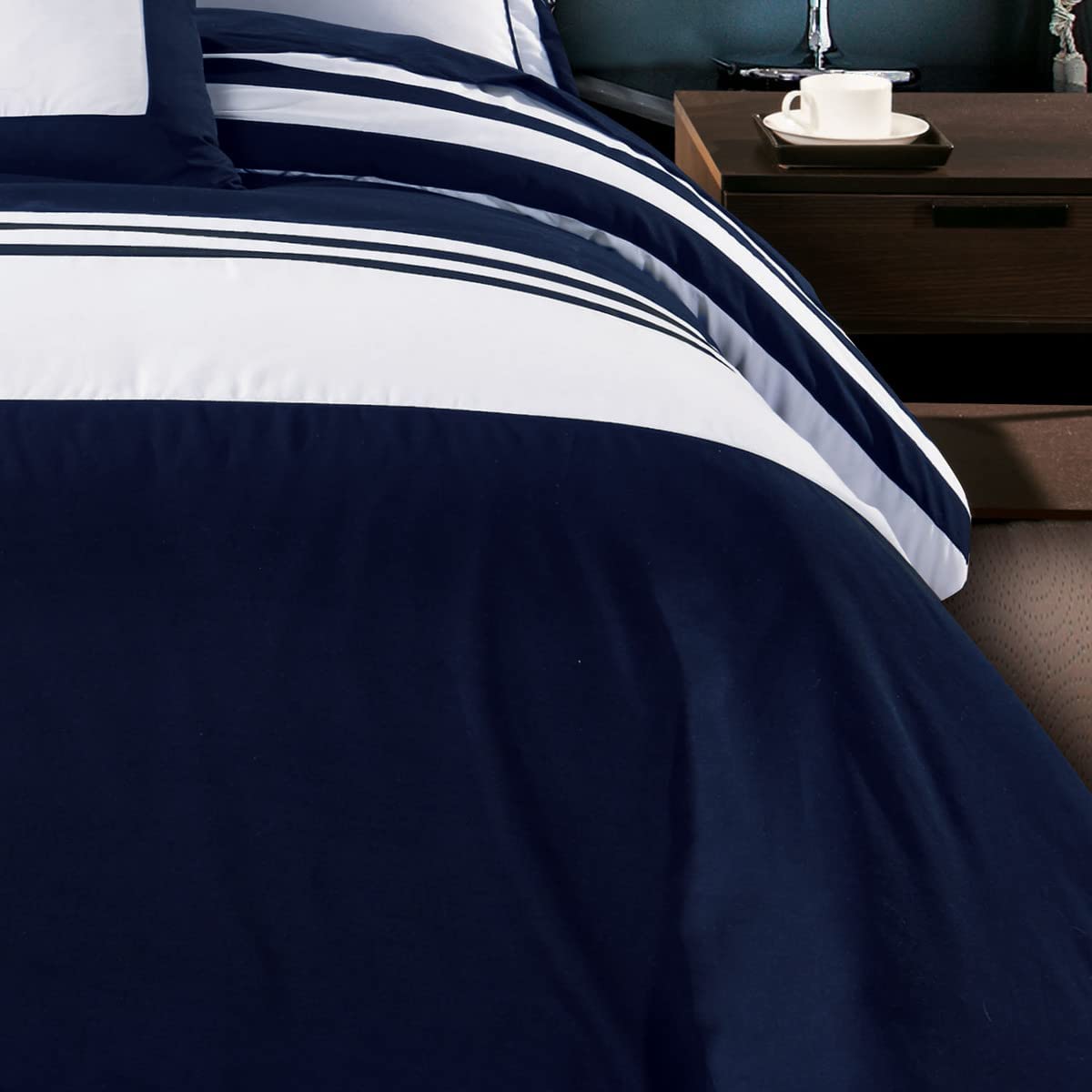 Rossier Striped Navy Blue Quilt Cover Set