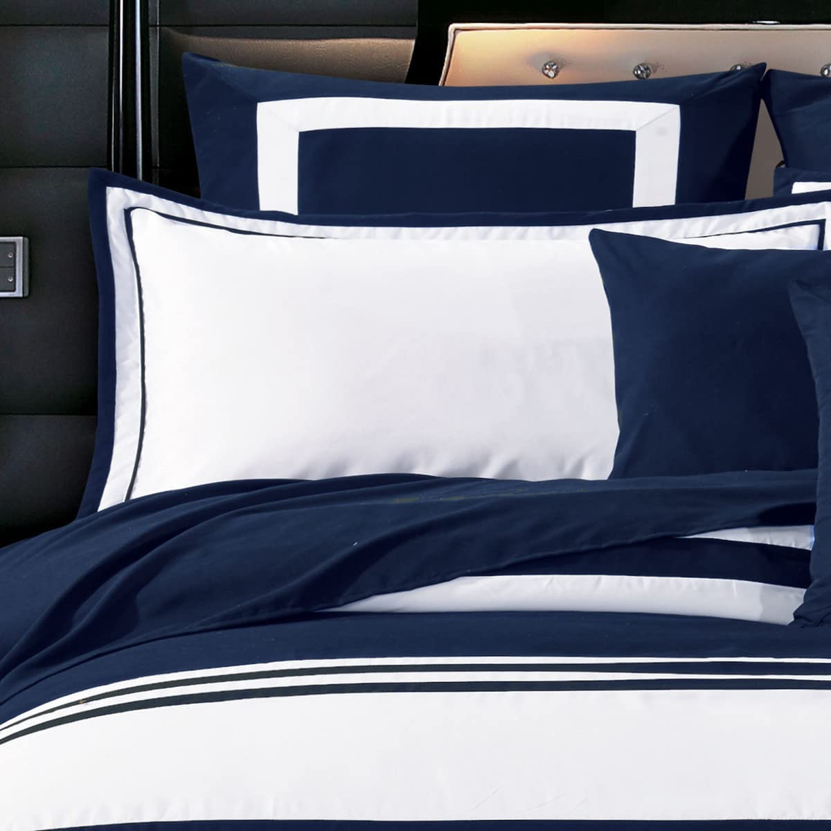 Rossier Striped Navy Blue Quilt Cover Set