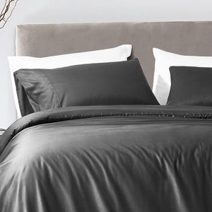 Luxton Dark Grey 100% Organic Bamboo Quilt Cover Set