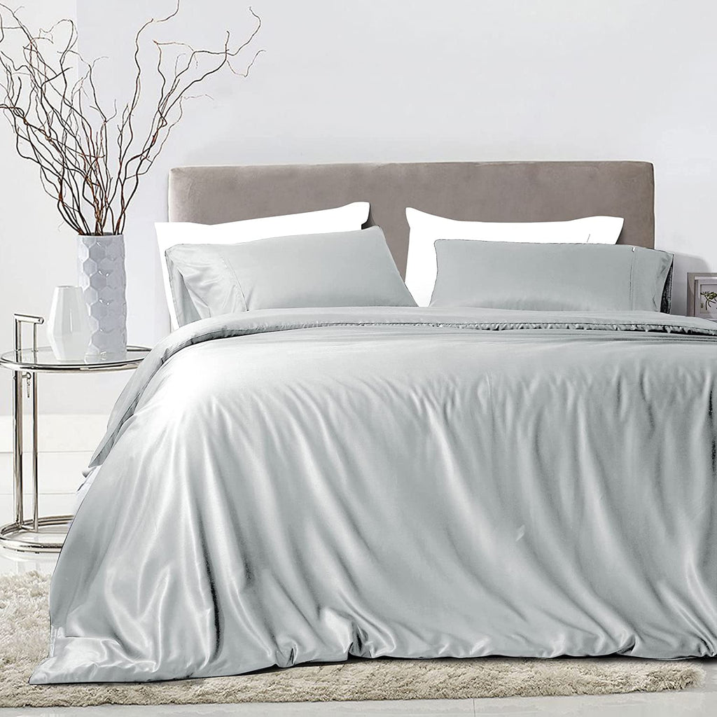 Luxton Light Grey 100% Organic Bamboo Quilt Cover Set