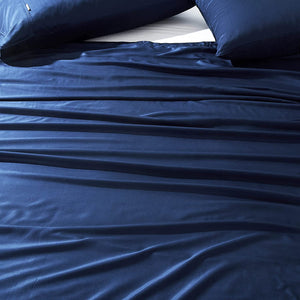Luxton Navy Blue 100% Organic Bamboo Quilt Cover Set