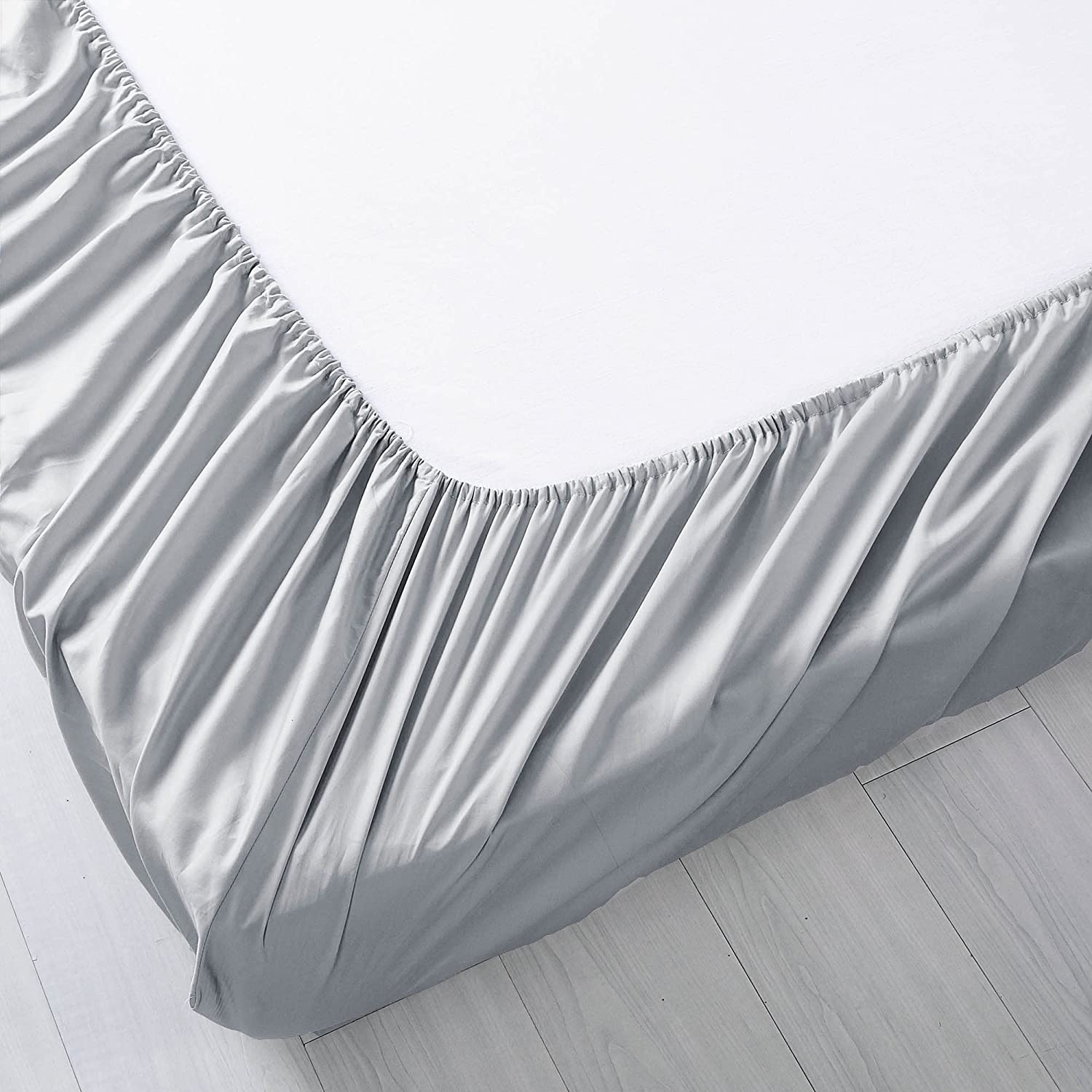 1000TC Egyptian Cotton Light Grey Fitted Sheet Set