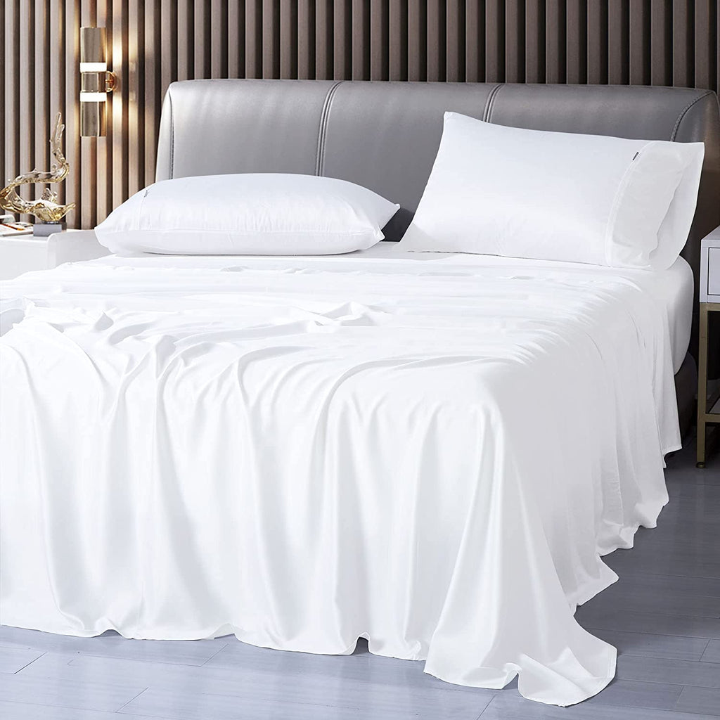 Luxton 4PCS White 100% Organic Bamboo Sheet Set