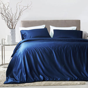 Luxton Navy Blue 100% Organic Bamboo Quilt Cover Set