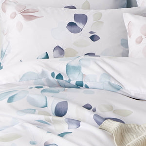 Elia Turquoise Leaf Quilt Cover Set