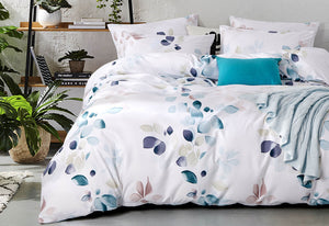 Elia Turquoise Leaf Quilt Cover Set