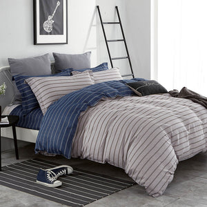 Reversible Mattia Striped Cotton Quilt Cover Set