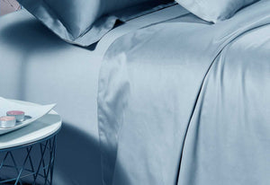 500TC Cotton Sateen Blue Fitted Sheet