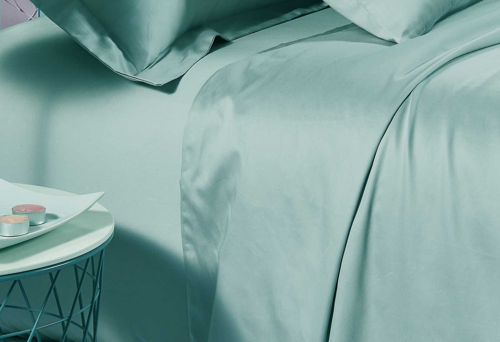 500TC Cotton Sateen Mint Fitted Sheet