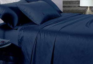 500TC Cotton Sateen Navy Fitted Sheet