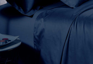 500TC Cotton Sateen Navy Fitted Sheet