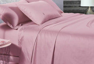 500TC Cotton Sateen Pink Fitted Sheet