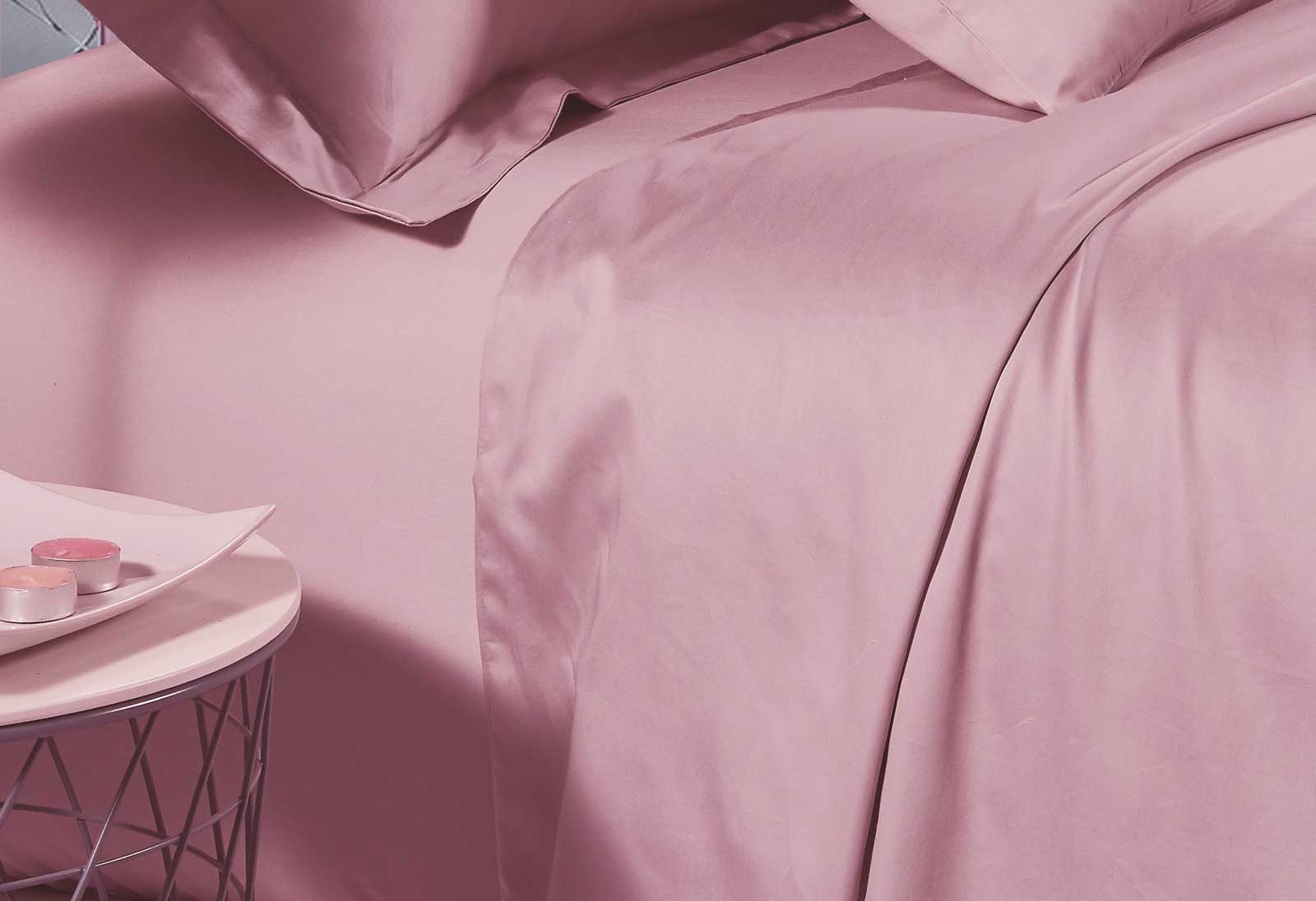 500TC Cotton Sateen Pink Fitted Sheet