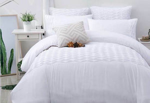 King / Queen size Sally White Quilt / Doona Cover Set by Luxton