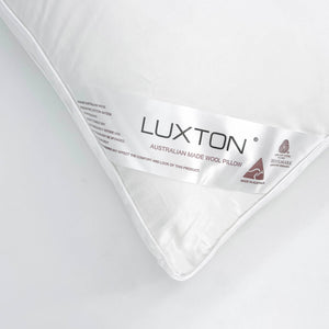 Luxton Auatralian Wool Pillow with White Cotton Sateen Casing Made in Australia (Single Pack)