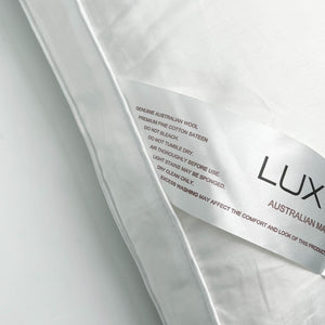 Luxton Auatralian Wool Pillow with White Cotton Sateen Casing Made in Australia (Single Pack)