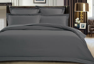 500TC Cotton Sateen Charcoal Quilt Cover Set