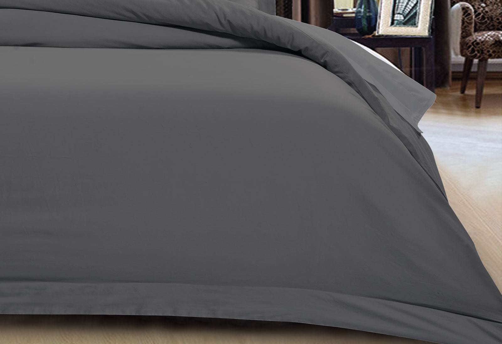 500TC Cotton Sateen Charcoal Quilt Cover Set
