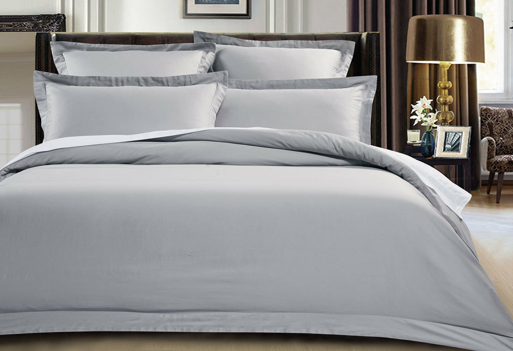 500TC Cotton Sateen Silver Quilt Cover Set