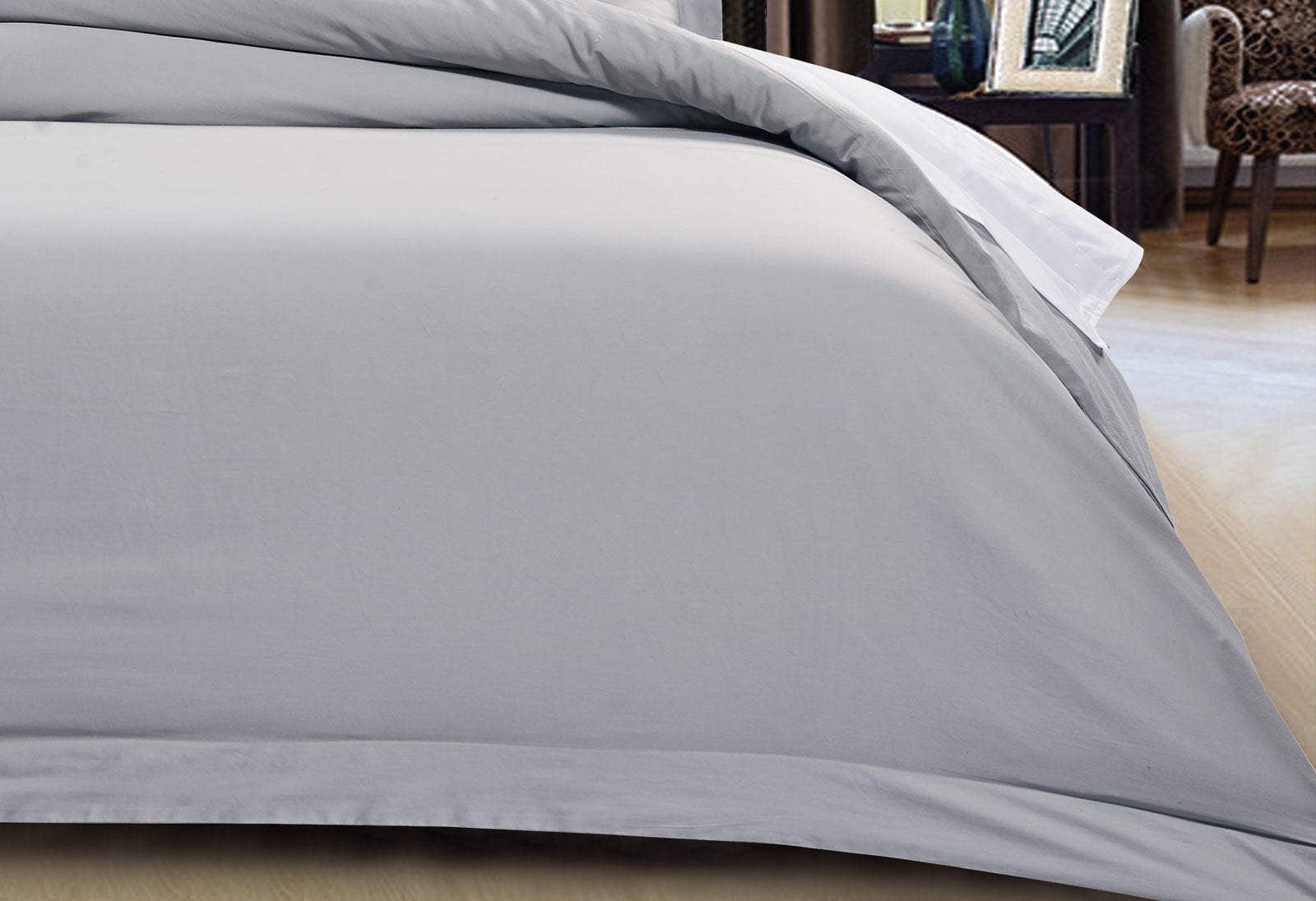 500TC Cotton Sateen Silver Quilt Cover Set